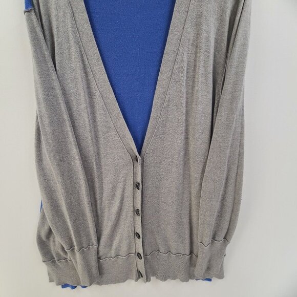 Vertical Design Cardigan Sweater V Neck Blue/Gray  Colorblock Women's Size 3X - Picture 2 of 8